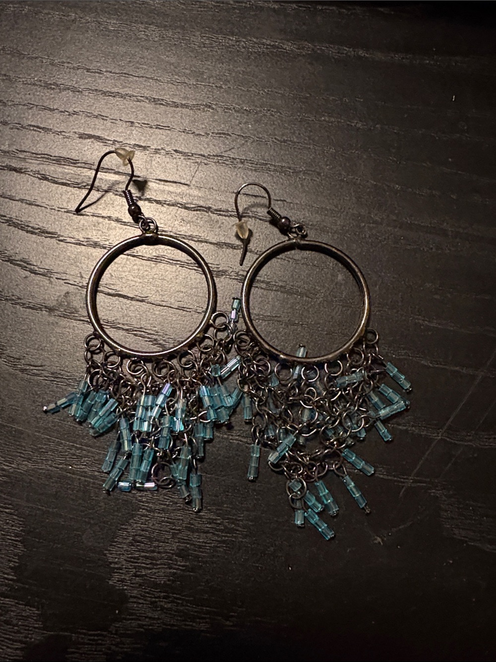 Silver and Teal Bead Earrings - Women Jewelry
